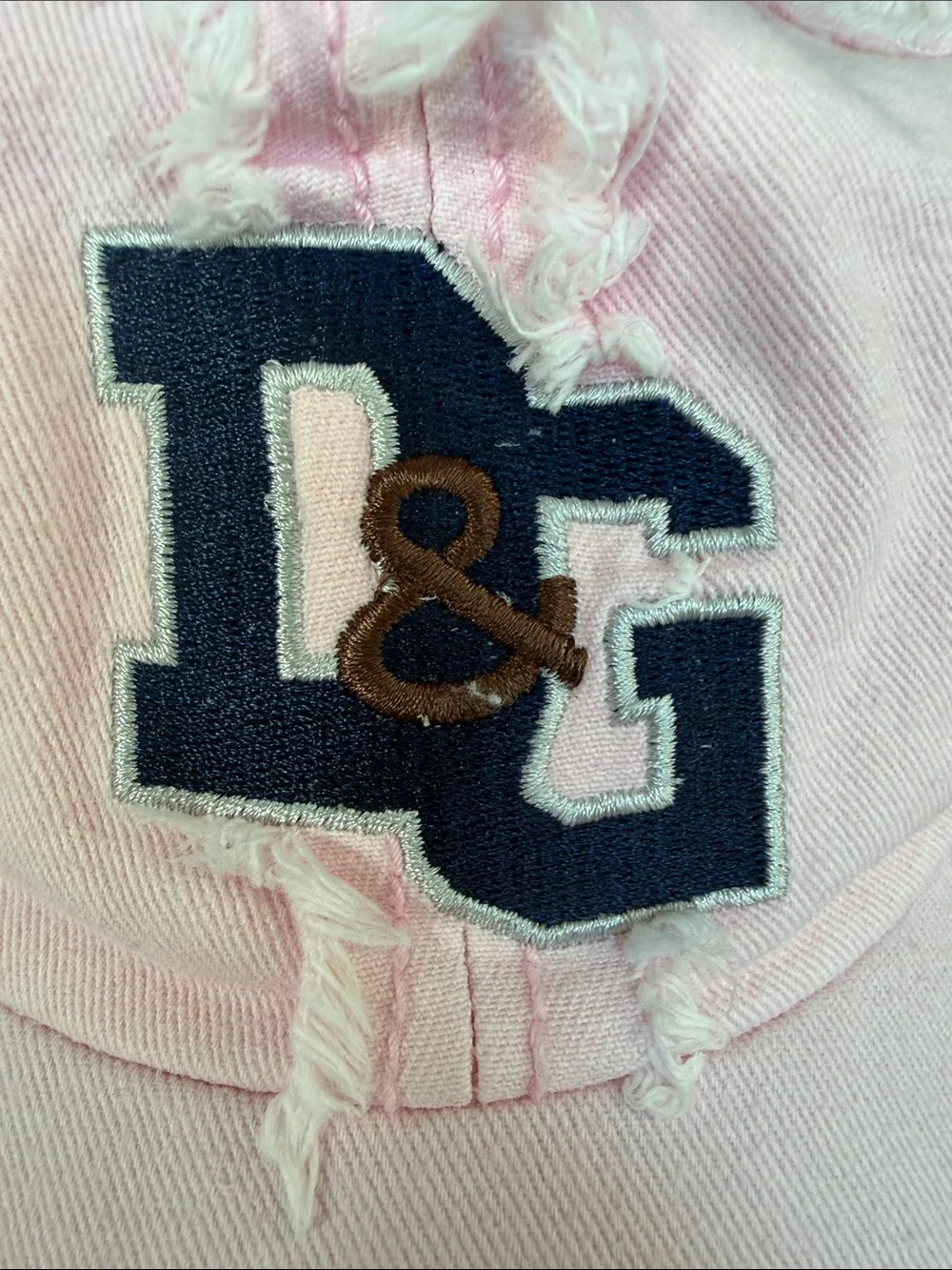 D&G Pink Distressed Logo Baseball Cap adjustable